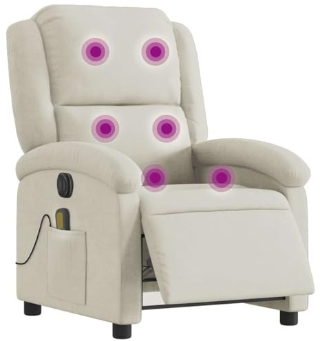 vidaXL Massagesessel Elektrisch Creme Samt