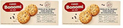 Forno Bonomi Frolle al burro con gocce di cioccolato. Frollini ideali per uno spuntino gustoso. Provali con il latte o con il caffè. Confezione da 150g (Lot de 2)