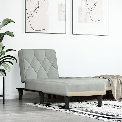 Willood Chaiselongue Hellgrau Samt