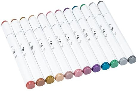 Ideen mit Herz Duo-Marker metallic | mit 2 Spitzen | Twin | Ausmal-Stifte auf Wasserbasis | Filzstifte | Fasermaler | Airbrush-Pen | 12 Stück