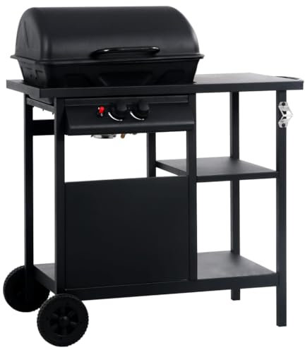 FSJIELW Home & Garden Barbecue à gaz avec table d'appoint 3 couches Noir