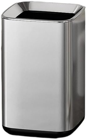Linmeas-753 Küchenabfalleimer Quadratischer Mülleimer aus Edelstahl mit herausnehmbarem Innenkorb, Oben offener Mülleimer aus Metall, Papierkorb for Zuhause, Büro, Gewerbe Mülleimer(Silver,10L)
