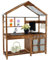 Maxmass Outdoor Kids Mud Kitchen, Wooden Toddler Toy Kitchens with Canopy, Chalkboard, Flower Pots, Rotatable Faucet & Sink, Garden Children Role Play Cooking Set for 3-7 Years Old