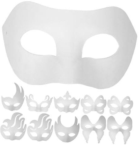 OSALADI 16 Stück Handgemachte Maske Party Leer Halloween Maskerade Rave Individuell Masken Kunsthandwerk Kostüm Wiederverwendbar Schmucklos Vollgesichtsmaske Rohlinge Basteln Papier Weiß
