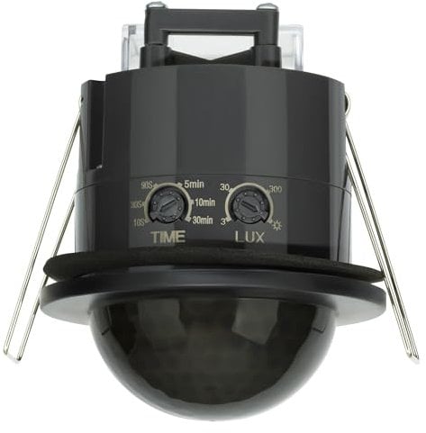 SEBSON Bewegungsmelder Unterputz Außen 20m / 360° - Decken Montage, programmierbar, LED geeignet, Einbauloch Ø63-66mm, PIR Infrarot Sensor, 3-Draht