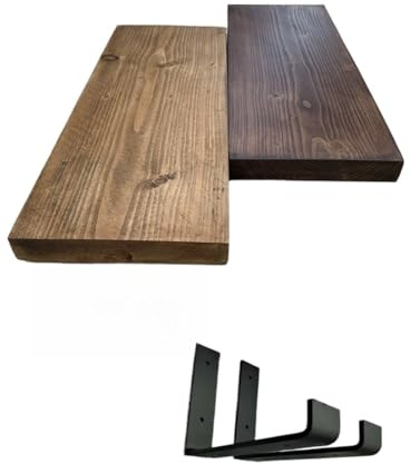 Rustic Reclaimed Scaffold Board Shelf Industrial (Rustic Pine, 120cm (With wall bracket))