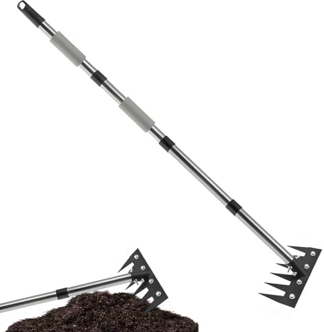 Rastrillo Desbrozador De Largo Mango | Herramienta Manual para Eliminar Malezas Y Escardar,Extracción de Jardín Resistente con Longitud Telescópica para Agujas de Pino Parterre Césped Patio