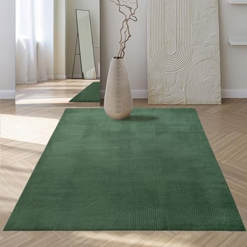Mia´s Teppiche Rosy - stilvoller 3D Teppich mit Anti-Rutsch-Rücken, flauschig, rutschfest und pflegeleicht, Grün, 300 x 400 cm