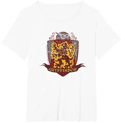 Harry Potter Gryffondor Quidditch Bouclier Vieilli T-Shirt, Femme Grandes Tailles, Blanc, 3X