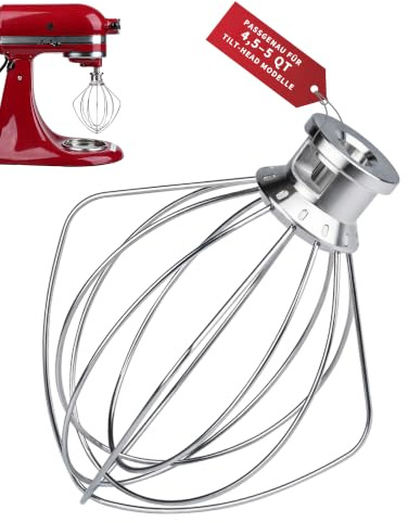 Fouet à 6 fils en acier inoxydable K45WW, Compatible avec KitchenAid K45, KSM75, KSM150, mélangeur sur socle 4,5-5 quart, passe au lave-vaisselle