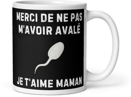 Générique Mug Maman Humour – Tasse Gros Mot Drôle “Merci de m’avoir donné la vie, je t’aime maman” – Idée Cadeau Original Fête des Mères – Mug Affectif et Humoristique