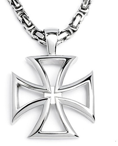 XL Edelstahl Herren Anhänger Eisernes Kreuz silber Ritterkreuz Königskette Biker