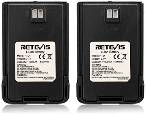 Retevis RT24 Walkie Talkie Batería Li-Ion Original 3.7V 1100mAh Compatible con Retevis RT24 Walkie Talkies (2 Piezas, Negro)