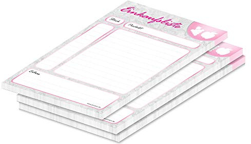 PRICARO Einkaufsliste Marmor, rosa, A5, 3 Stück