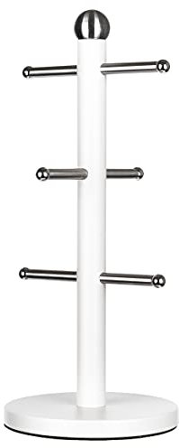 Novel Solutions Stainless Steel Matt White Coated 6 Cups Mug Tree Kitchen Storage Rack