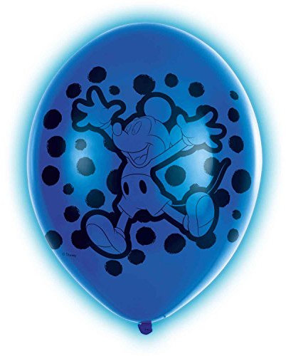 Amscan 9903703 - 5 Latexballons LED Mickey Mouse, circa 28 cm, Geburtstag, Heliumballon