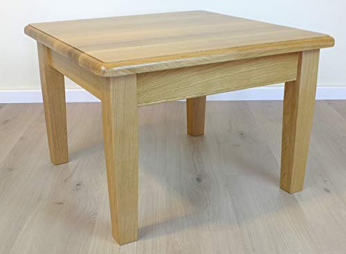 Couchtisch/Wohnzimmertisch/Sofatisch/Ecktisch 'Landhaus schlicht' 70 x 70 cm - Höhe 50 cm Eiche Massiv - Holzplatte mit Profilfräsung und gerundete Ecken Qualität 'Made in Germany'