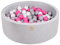 MEOWBABY Piscine À Balles pour Bébé - Rond 90x30cm Piscine a Balle pour Enfant avec 200 Balle, Coton, Gris Clair: Gris/Blanc/Rose Clair