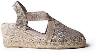 Toni Pons Damen-Espadrille aus Baumwollstoff - Triton - Platin, 43 EU