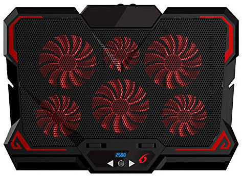 Jia Hu - Tappetino di raffreddamento per computer portatile fino a 17 pollici, con schermo LCD, 6 ventole silenziose