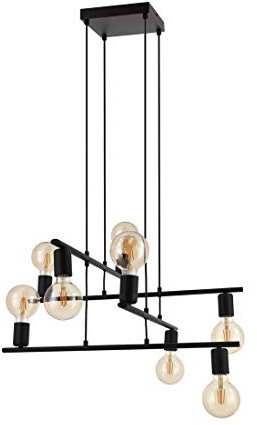 EGLO Pendelleuchte Mezzana, 8 flammige Hängelampe Vintage, Industrial, Hängeleuchte aus Stahl in Schwarz, Esstischlampe, Wohnzimmerlampe hängend mit E27 Fassung