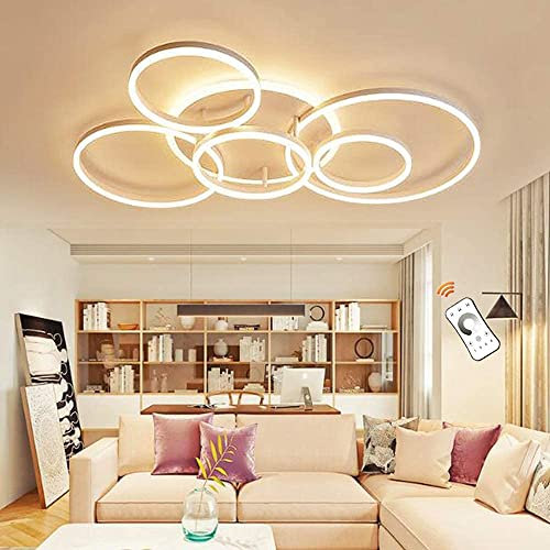 LED Ring Deckenlampe Modern Deckenleuchte Dimmbar Wohnzimmerlampe Mit Fernbedienung Acryl Lampenschirm Aluminium Design Schlafzimmer Esszimmer Küche Bürolampe Kronleuchter,Weiß