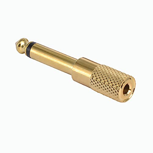 WLGQ Adaptateur stéréo HiFi mâle 6,35 mm vers 1/8, tout en métal, plaqué or, mono mâle 6,35 mm vers 3,5 mm Famale