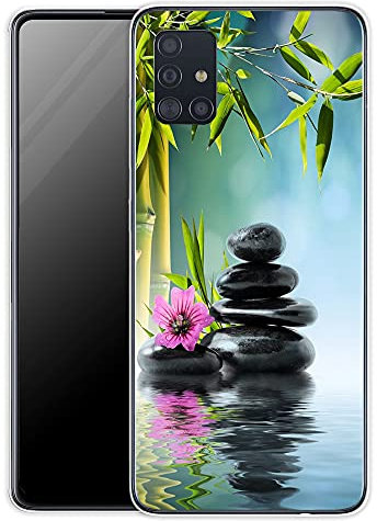 KX-Mobile Hülle für LG K52 Handyhülle Schutzhülle aus weichem Silikon TPU Softcase mit Motiv 1263 Ying und Yang und Bambus