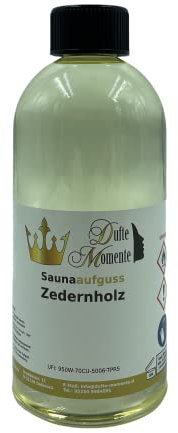 Dufte Momente Sauna Aufguss Konzentrat Zedernholz - 500ml in PET-Flasche mit Tropfverschluss und Kindersicherung - auch für Profi Anwender