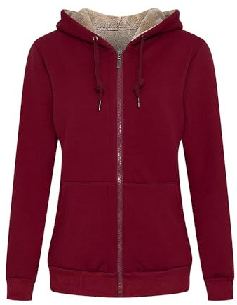 MANLUODANNI Damen Kapuzenjacke mit Fleecefutter Reißverschluss Sweatjacke