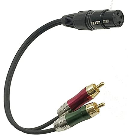 LiKuCo 1FT Unbalanced XLR Female to Dual RCA Y Splitter Breakout Cable, 1 XLR Female to 2 RCA Male Y Breakout Cable Adapter Cord