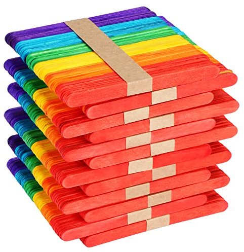 600 Steli per Gelato in Legno Colorato, Spatola per Fai Da Te, Mescolare, Bastoncini di Legno per Gelato (Multicolore)