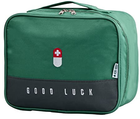 Medikament Tasche, Große Kapazität Wasserdicht Reiseapotheke Tasche Erste Hilfe Tasche, Tragbar Medikamententasche Notfalltasche, Erste-Hilfe Sets für Zuhause Reisen Büro (25*20*13.5cm) (Grün)
