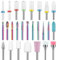 26pcs Nail Drill Bits Set, 3/32inch Professional Ceramic Safety Bits for Nail Drill, Diamond Cuticle Efile Nail Drill Bits, Remover Bits for Acrylic Gel Nail Tech Manicure Pedicure, Home Salon