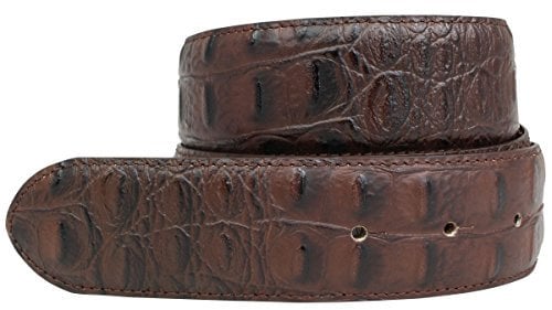 BELTINGER Wechselgürtel mit Druckknöpfen Krokoprägung 4 cm | Druckknopf-Gürtel für Damen 40mm Kroko-Optik | Kroko-Muster ohne Schnalle | Braun 95cm