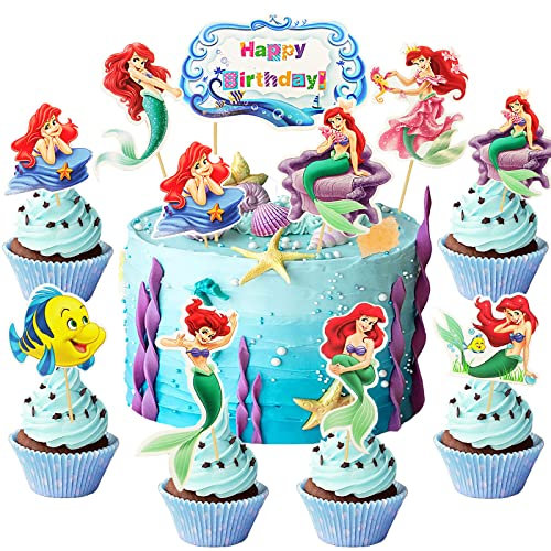 Cake Topper Meerjungfrau, Meerjungfrau Tortendeko, Meerjungfrau Schwanz Kuchen Topper, Meerjungfrau Kuchendeko, Meerjungfrauen Kindergeburtstag, für Mädchen Geburtstag Kuchendeko