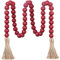 Meplait 99,1 cm Holzperlen-Girlande Bauernhaus mit Quasten, vielseitige Gebetsperlen, Boho-Chic, Wandbehang, Heimdekoration