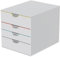 Durable Schubladenbox A4 (Varicolor Mix) 4 Fächer, mit Etiketten zur Beschriftung, mehrfarbig, 762427