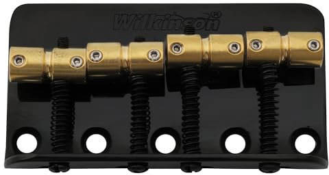Wilkinson WBBC Vintage Chevalet Basse 4 Cordes Pontets Laiton pour Fender Precision Bass/Jazz Bass, Noir