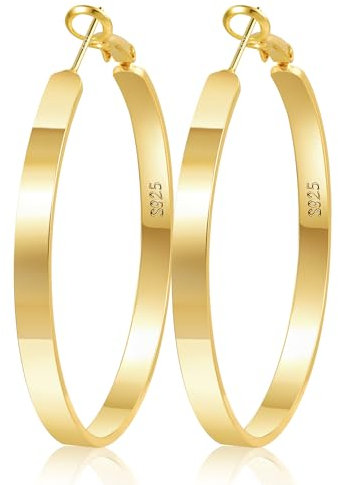 ALEXCRAFT Dick Creolen Gold Groß Rund Ohrringe Kreolen Damen Geschenk für Frauen Freundin Mama Mädchen 50mm
