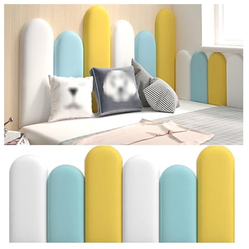 XILYZMO Bett Kopfteil Wandpolster, Wasserdicht Weich Wandaufkleber, Selbstklebend Wandtafeln, Wiederverwendbar Kinderzimmer Bett-Kopfteile Für Wanddekoration (Farbe : Gelb, Größe : 55x150cm)