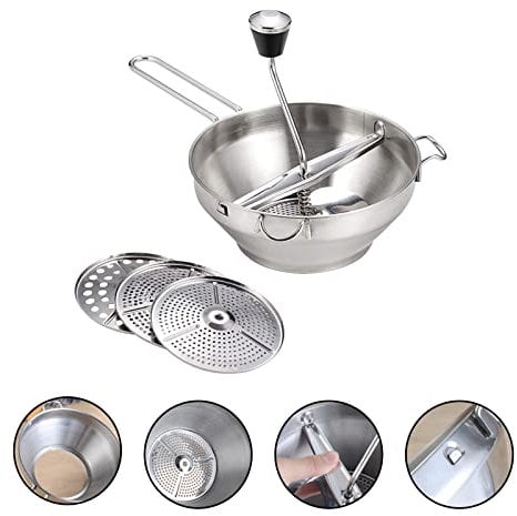 Povanjer 2 Marmelade Passiermühle Mit 3 Einsätzen, Rostfreie Marmeladenmaschine, Lebensmittelmühle, Edelstahlreibe, Flott, Lotte Chopper, Manuelle Lochscheiben, Einzigartige Marmeladenmühle