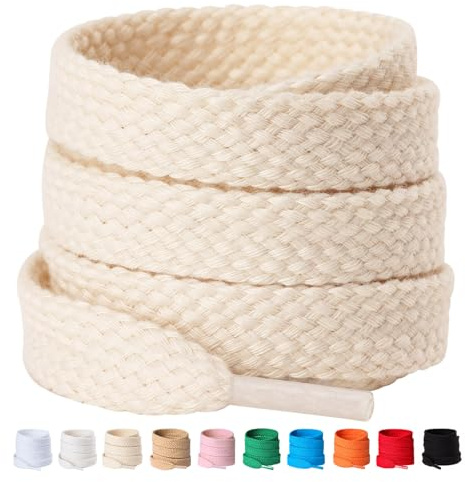 Olukssck 2 Pares de Cordones Planos de Algodón para Zapatillas Deportivas | Cordones Universales, 12mm Ancho, 10 Colores, 3 Longitudes, para Zapatillas Running, Sneakers, Botas, Zapatillas Fútbol