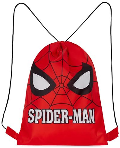 Disney Turnbeutel Kinder, 29 x 38cm Schwimmtasche Kinder mit Kordelzug & Belüftungsöffnung - Sport Geschenke für Kinder (Rot Spiderman)