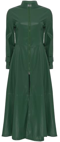 CHICTRY Damen Herren PVC Leder Trenchcoat Jacke Mit Reißverschluss Sexy Kleid Body Clubwear Langer Lack Mantel Disco Dj Nachtclub Kostüm