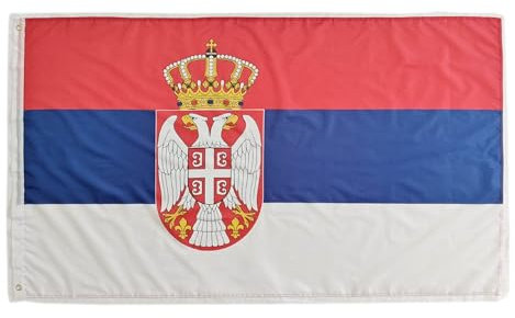 Pandiui23 Serbische Fahne Bunt 150cm x 90cm Flagge Serbien Groß
