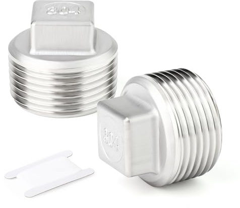 ERGAOBOY 2 Stück 1 BSP-Außengewinde mit quadratischem Außengewinde Steckdose Rohr 304 Edelstahl Plug Fitting