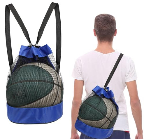 Molain Ball Bag Ball Net, Mesh Bag Portable Multi-Purpose Sports Net Bag Portable Ball Net for Football Basketball (Blue)