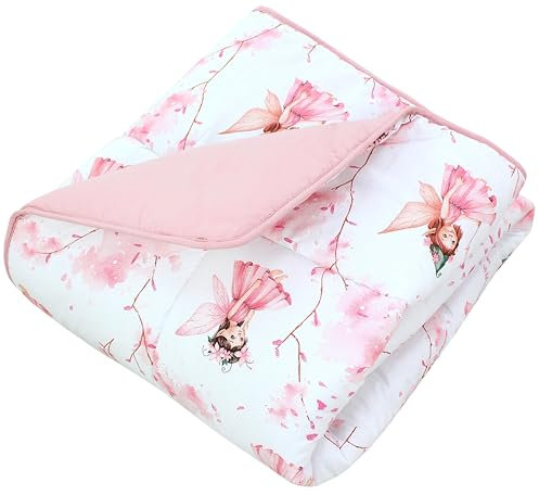 TupTam Krabbeldecke für Baby 120x120 cm - Gepolsterte Spieldecke Baby Baumwolle, XXL, OEKO-TEX, Weich & Hautfreundlich, Farbe: Fee Rosa