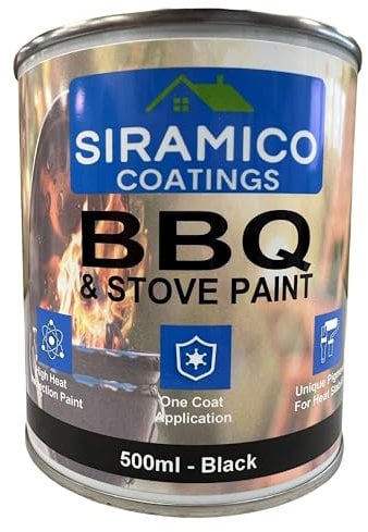 SIRAMICO COATINGS BBQ & Stove Paint - High Temperature Paint 1000°c (Black, 500ml)
